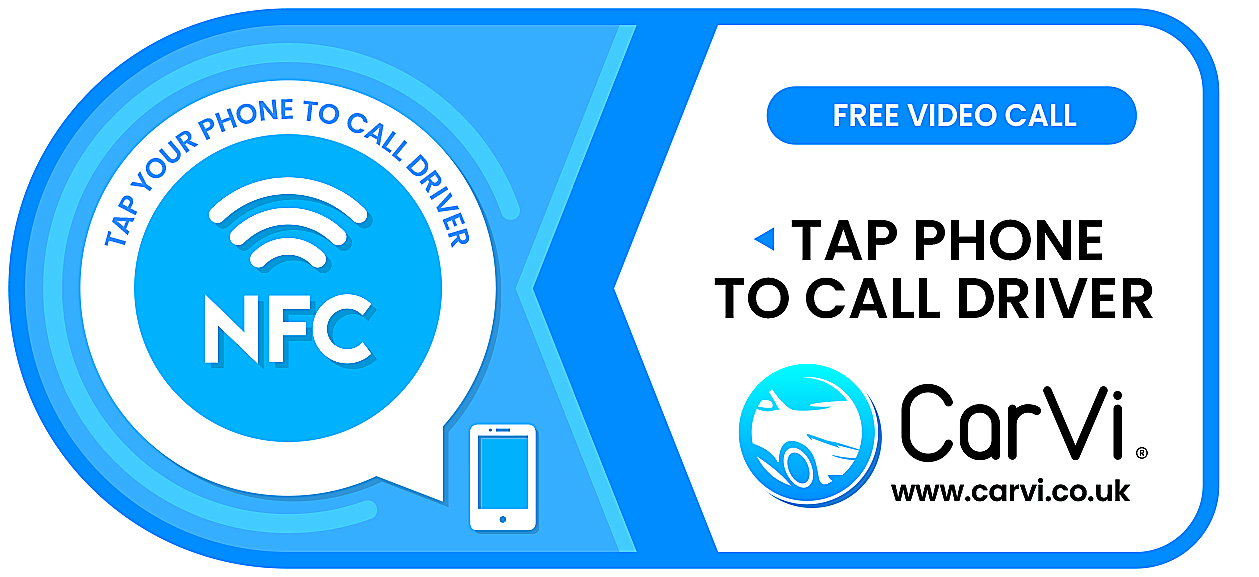 CarVi NFC sticker — tap your phone to call the driver